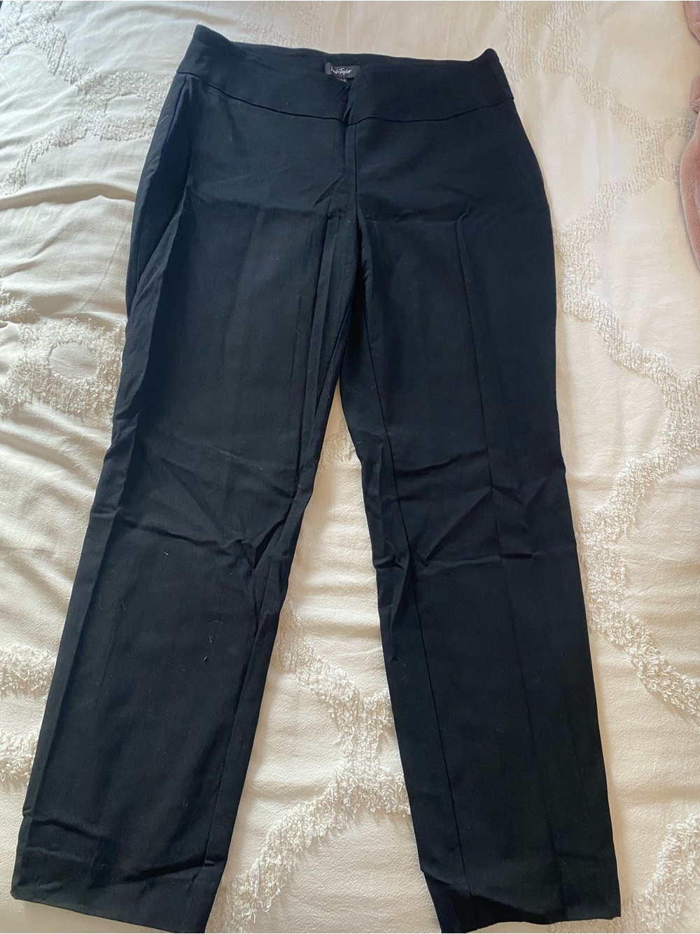 Lord & Taylor Black Straight-Leg Dress Pants